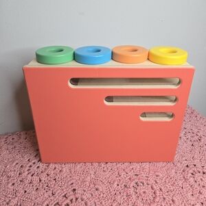 Lovevery Count and Slide Ring Chute Wooden Toy Montessori Learning W/4 Rings